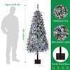 Artificial Christmas Tree, Prelit Snow Flocked Xmas Tree with PE Branch Tips, Colorful Lights, Metal Stand, Full Tree for Christmas Decor - 2 of 4