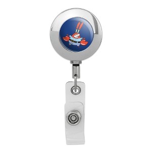 Spongebob Mr. Krabs Pose Metal Chrome Badge ID Card Holder Clip - 1 of 3