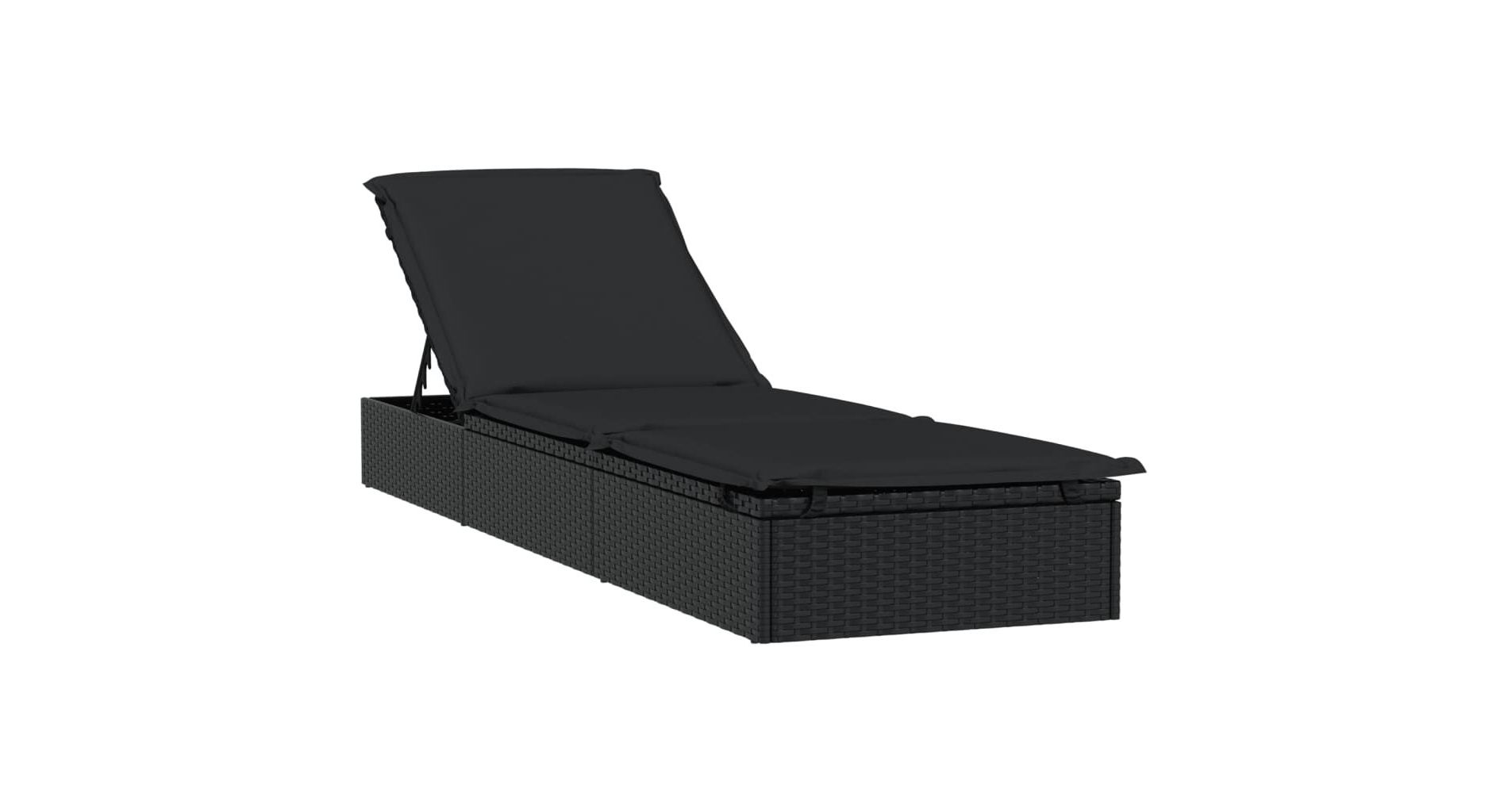vidaXL Sunbed with Cushion - PE Rattan Patio Daybed, Adjustable Black Lounger, Outdoor Furniture for Poolside, Balcony, Garden, 79.1"x21.7"x24.4"