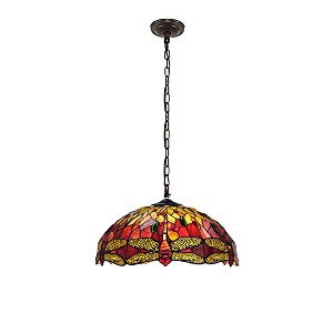 Chloe Lighting Empress Tiffany-Style Blackish Bronze 3 Light Hanging Pendant 18" Wide - 1 of 4