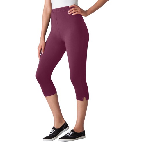 Woman Within Women s Plus Size Stretch Cotton Capri Legging S Deep Claret