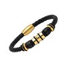 Steeltime Men's genuine black leather braided bracelet with stainless steel accents. Color Options: Gold, Rose Gold - image 2 of 3