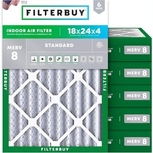 Filterbuy 18x24x4 Air Filter (6-Pack), Pleated MERV 8 Dust Defense Replacement HVAC AC Furnace Filters (Actual Size: 17.50 x 23.38 x 3.63) - 1 of 4
