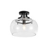 Rennnsan Jaden 13.78" 1-Light Modern Matte Black Dome Clear Glass Semi-Flush Mount Ceiling Light - 4 of 4