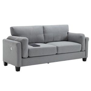 NicBex 79 Inch Modern Linen Upholstered 3-seat Sofa with USB Charger for Living Room,Apartment,Office - 1 of 4