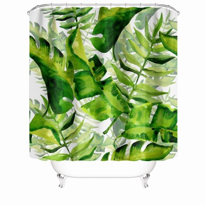 Green Big Banana Leaf Shower Curtains for Bathroom Waterproof Fabric Bath Curtain Durable Soft Stylish Bathroom Decor 72x72 Inch