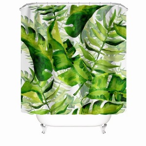 Green Big Banana Leaf Shower Curtains for Bathroom Waterproof Fabric Bath Curtain Durable Soft Stylish Bathroom Decor 72x72 Inch - 1 of 1