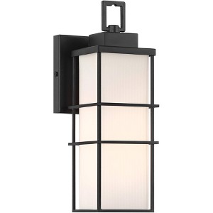 John Timberland Gilbert 11 1/2" High Modern Outdoor Wall Light Fixture Mount Porch House Exterior Outside Weatherproof Matte Black Metal Glass Shade - 1 of 4