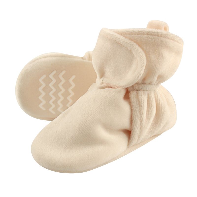 Hudson Baby Baby and Toddler Cozy Velour Booties, Cream, 1 of 3