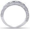 Pompeii3 1/2Ct Blue Sapphire & Diamond Wedding Ring Anniversary Stackable Band White Gold - 3 of 4