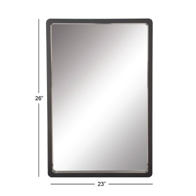 Elegant Matte Black Solid Wood Rectangular Wall Mirror 24" x 36"