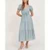 August Sky Women's V-Neck Mock Waist Ties Tiered Midi Dress - 4 of 4