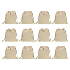 Unique Bargains 100% Cotton Reusable Washable Dust Drawstring Bags 12 Pcs - 1 of 4