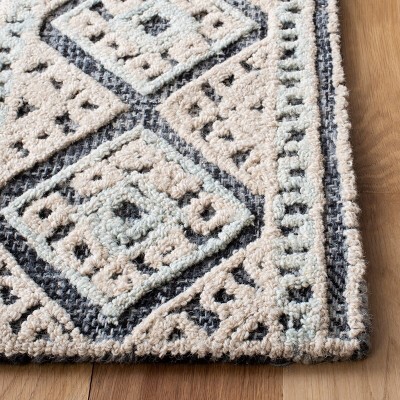 Gray Geometric Handmade Wool Area Rug 3' x 5'