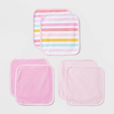 Baby Girls' 6pk Unicorn Striped Washcloth Set - Cloud Island™ Pink
