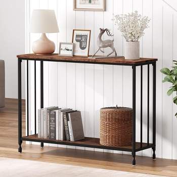 Whizmax Console Table, Sofa Tables Narrow Entryway Table with Shelves and Metal Frame for Living Room, Foyer, Bedroom