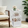 Side Table Nightstand End Table with 3 Storage Shelves Fabric Basket for Bedroom Living Room Ebony Walnut - 3 of 4