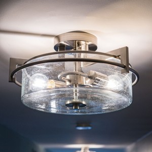 VAXCEL Addison 15-in W Satin Nickel Semi Flush Mount Ceiling Light Clear Glass - 1 of 4