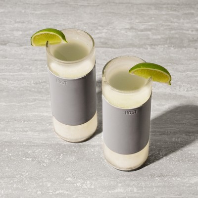 Gray Double-Walled Glass Highball FREEZE Tumblers Set of 2