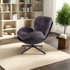 360° Swivel Accent Chair,Modern Chenille Upholstered Armless Chair With  Metal Base Frame,No Wheels For Living Room Office-Coolbibila - 2 of 4