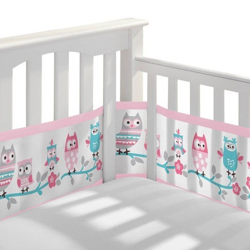 Breathablebaby Breathable Mesh Crib Liner Classic Collection Owl Fun Pink Target