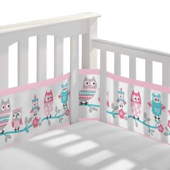 BreathableBaby Breathable Mesh Crib Liner - Classic Collection - Owl Fun Pink