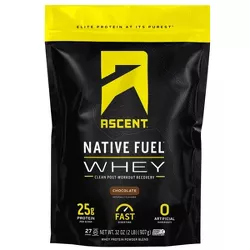 Ascent Native Fuel Whey Protein Powder - Chocolate - 32oz
