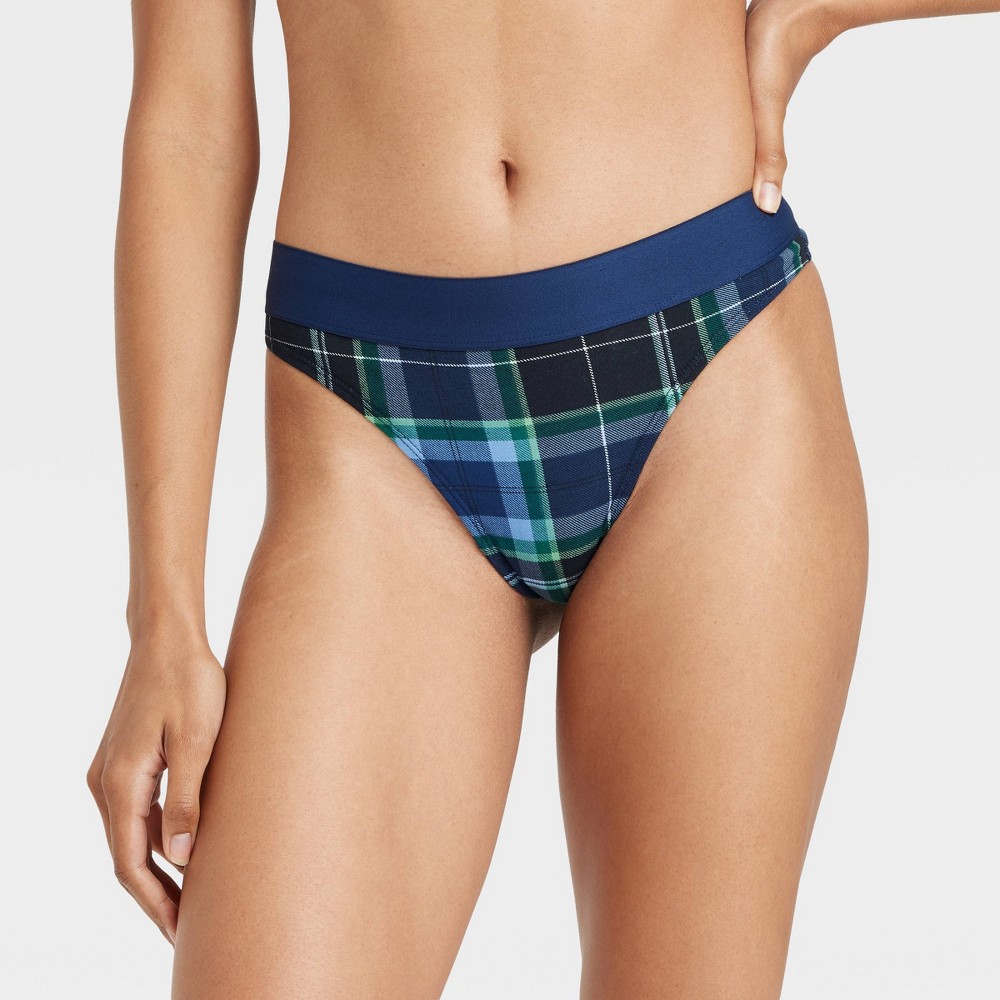 Women's Cotton Stretch Thong with Elastic Waist - Auden™ Dark Green L