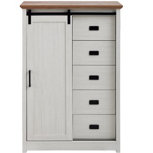 Bella Depot Farmhouse 5 Drawers Dresser with Sliding Barn Door - 1 of 4