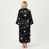 Anna-Kaci Lounge Women's PLus Size Star Print Long Robe with Soft Satin Feel, Open Front Design, and Adjustable Waist Tie - 3 of 4