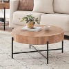 Homhougo Round Coffee Table with Drawers Farmhouse Coffee Table with Storage Wood Accent Center Table Natural Coffee Table for Living Room - 3 of 4