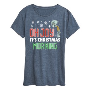 Women's - SpongeBob SquarePants - Oh Joy It's Christmas Morning Short Sleeve Graphic T-Shirt - 1 of 4