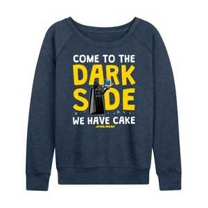 Women's - Star Wars - Come To The Dark Side Lightweight French Terry Wide Neck Long Sleeve Shirt - 1 of 4