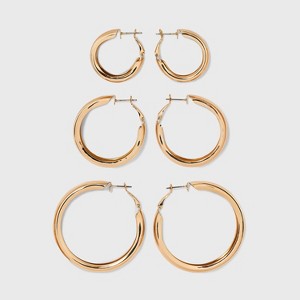 Wide Hoop Earring Set 3pc - Wild Fable™ Gold - 1 of 4