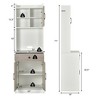 Costway 3-Door 71'' Kitchen Buffet Pantry Storage Cabinet w/Hutch Adjustable Shelf White - 2 of 4