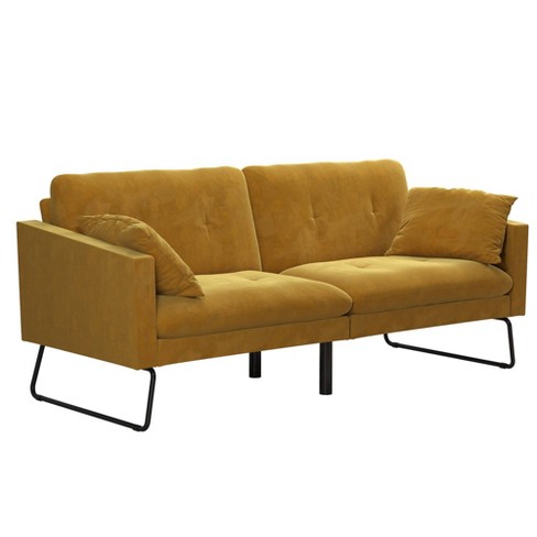 Neely Futon With Bolster Pillows Mustard Velvet - Mr. Kate : Target