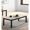 Majestic Beautiful White Faux Marble Top 1x Coffee Table and 2x End Tables 3pc Coffee Table Set Black Legs Living Room Furniture - 4 of 4