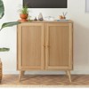 Sideboard Buffet Storage Cabinet with Rattan Doors and Adjustable Shelf,34.6" Wood Multifunctional Cupboard for Kitchen, Living Room, Entryway, Pantry - 2 of 4