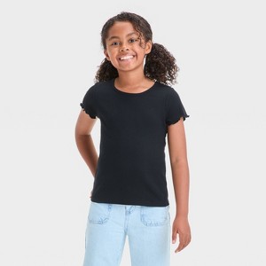 Girls' Short Sleeve Ribbed T-Shirt - Cat & Jack™ - 1 of 3