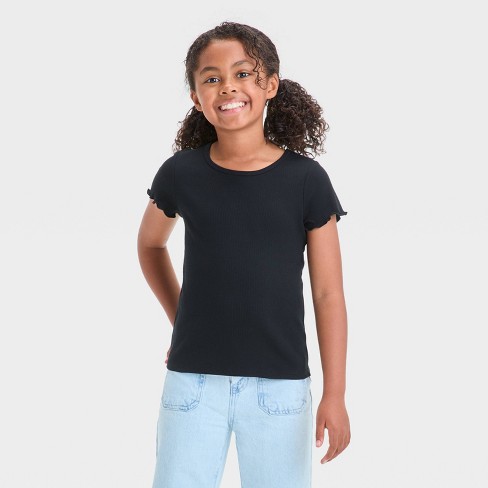 Girls' Short Sleeve Ribbed T-Shirt - Cat & Jack™ - image 1 of 3