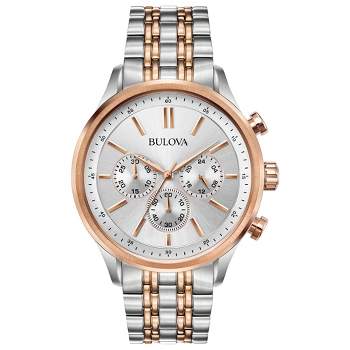 Bulova Men's Classic 6-Hand Chronograph Quartz Two Tone Rose Gold Stainless Steel Watch, 42mm