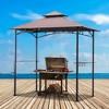 Four Seasons Courtyard Grill Gazebo With LED Lights, 2 Glass Shelves, and Durable Powder Coated Steel Frame for Backyard Lawn and Outdoor Use, Brown - 4 of 4