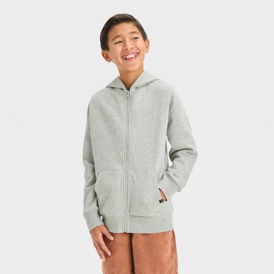 Boys' Zip-Up Hooded Sweatshirt - art class™ Light Gray XXL