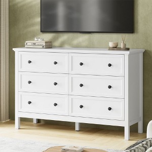 ORRD 6-Drawer Dresser, Wood Storage Cabinet with Black Handles, Modern Chest for Bedroom & Living Room - 1 of 4