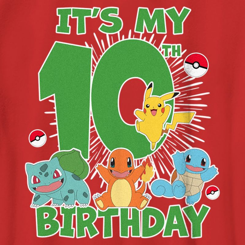 Boy's Pokemon It's My 10th Birthday Starters T-Shirt, 2 of 5