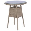 vidaXL Brown Poly Rattan Bistro Set with Cushions and Pillows, 3 Piece Stylish and Durable Outdoor Dining Set with Powder-Coated Steel Frame - 3 of 4