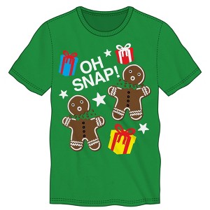 Oh Snap! Gingerbread Man & Presents Specialty Soft Hand Print Tee Shirt T-Shirt - 1 of 1