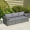 Resenkos 3 Seater Wicker Sofa with Side Trays, Outdoor Patio Couch with 6" Thick Back Cushions, Deep Seating, Mixed Gray - 3 of 4