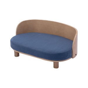 Gulches Scandinavian Style Small and Medium-sized Dogs Pet Sofa with Solid Wood Legs, Curved Wooden Back, Velvet Cushion in Dark Blue - 1 of 4