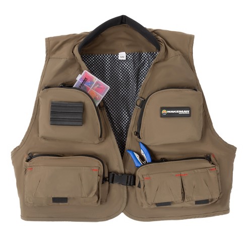 16 Pocket Fishing Vest – Lightweight Adjustable Nylon and EVA Foam Tackle  Organizer Jacket for Lake, Stream and Pond Fishing by Wakeman Outdoors